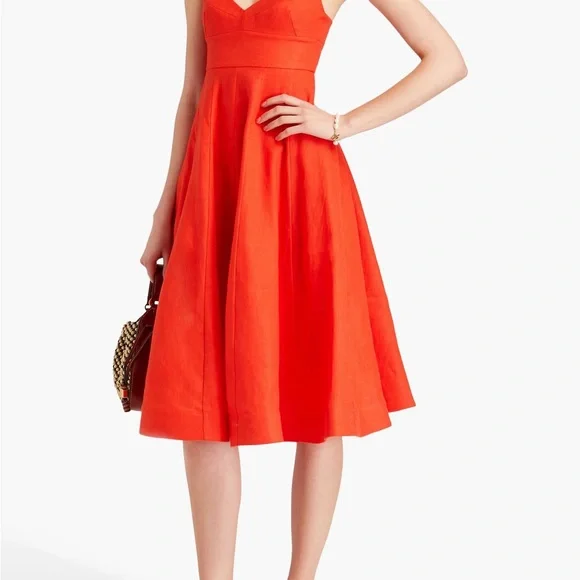 chinese dress ladies Red Cotton Drop Waist Midi Dress - Shirt Dresses main image 1